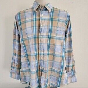 Kassatly Palm Beach Est. 1923 Blue/Yellow Plaid Button Down Shirt Size: Large